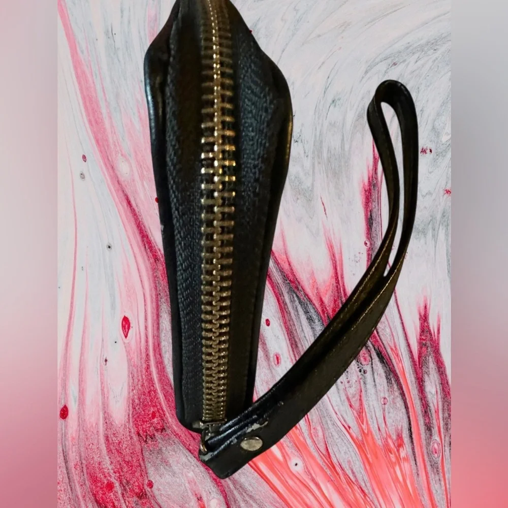 Adrienne Vittadini Studio Black Zip Around Wallet/Wristlet